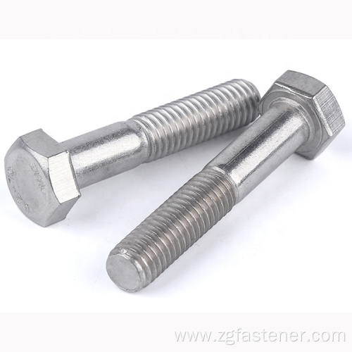 Stainless steel A4-80 hex bolt with half thread bolts